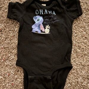 Ohana Stitch Black Baby One-Piece Bodysuit